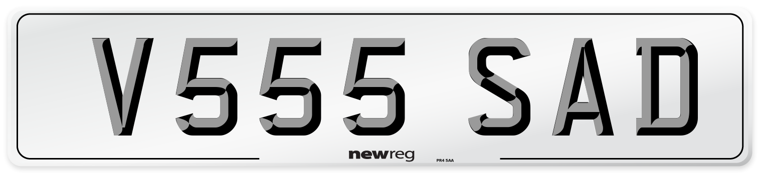 V555 SAD Number Plate from New Reg